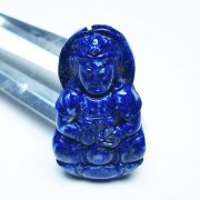 ラピスラズリ 手彫り 観音 置物[T25-40712]
