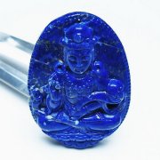 ラピスラズリ 手彫り 観音 置物[T25-40750]