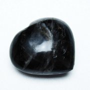 モリオン 純天然 黒水晶 ハート 置物 [t375-4474]