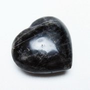 モリオン 純天然 黒水晶 ハート 置物 [t375-4598]