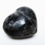 モリオン 純天然 黒水晶 ハート 置物 [t375-4634]