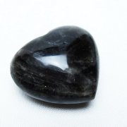 モリオン 純天然 黒水晶 ハート 置物 [t375-4825]