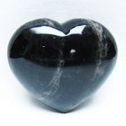 モリオン 純天然 黒水晶 ハート 置物 [t375-5192]