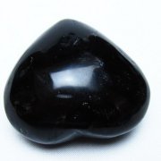 モリオン 純天然 黒水晶 ハート 置物 [t375-5532]