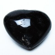 モリオン 純天然 黒水晶 ハート 置物 [t375-5556]