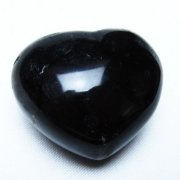 モリオン 純天然 黒水晶 ハート 置物 [t375-5559]