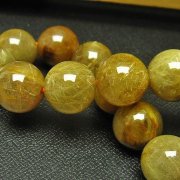 放射ルチルクォーツ（金針ルチル水晶） ブレスレット  14mm [T38-1175]