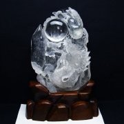 4.3Kg ヒマラヤ水晶ルチルクォーツ（金針ルチル水晶） 手彫り 龍[T42-442]