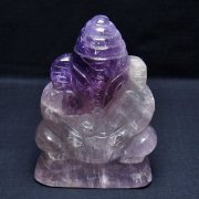 アメジスト ガネーシャ 彫刻品 置物 [t42-595]