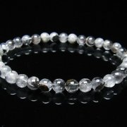 プラチナルチル14mm×1粒、11mm×17粒ブレスレット 高品質+セレクション/白銀クリアタイプ】プラチナルチルクォーツ