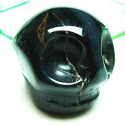 ブルータイガーアイ※青虎目石 ドクロ 置物[T464-284]