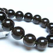チンターマニストーン アリゾナ州産 天然ガラス ブレスレット （サフォーダイト/シリウス隕石） 14mm [t520-1849]
