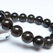 チンターマニストーン アリゾナ州産 天然ガラス ブレスレット （サフォーダイト/シリウス隕石） 12mm [t520-2149]