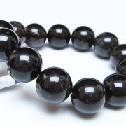 チンターマニストーン アリゾナ州産 天然ガラス ブレスレット （サフォーダイト/シリウス隕石） 18mm [t520-2163]