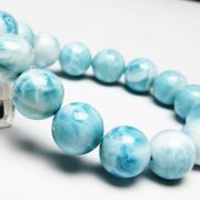 ラリマー 特大ビーズ オブシディアン デザインブレスレット ラリマー ブレスレット 8mm - WISH