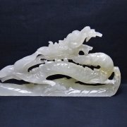2.1Kg 漢白玉 手彫り 龍 置物[T757-1980]