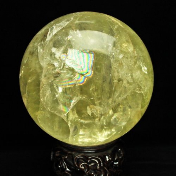 10.1Kg 虹入り シトリン水晶 丸玉 200 mm  [S37-77]