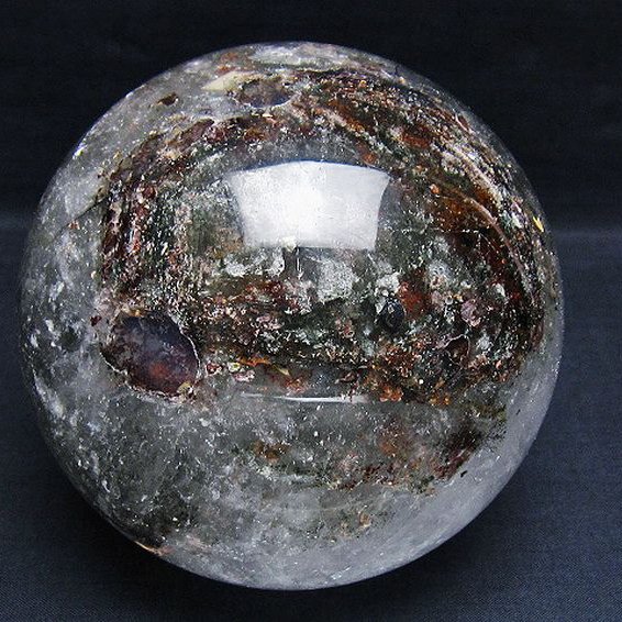 2.1Kg ガーデン水晶ファントム 丸玉 120mm [T100-4702]