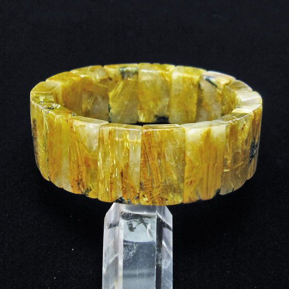 ゴールドタイチンルチル バングル [T107-3795]