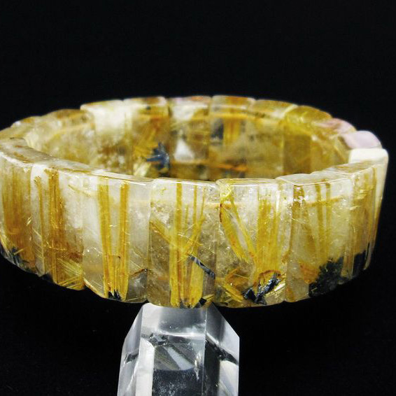 ゴールドタイチンルチル バングル [T107-4244]