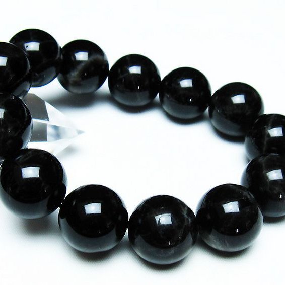 モリオン 純天然 黒水晶 ブレスレット 18mm [T112-7017]