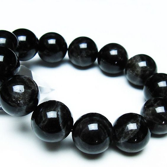 モリオン 純天然 黒水晶 ブレスレット 18mm [T112-7020]