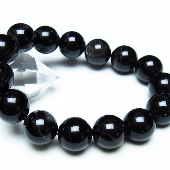 モリオン 純天然 黒水晶 ブレスレット 14mm [T112-7278]