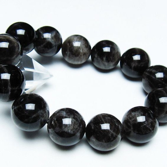 モリオン 純天然 黒水晶 ブレスレット 18mm [t112-7369]