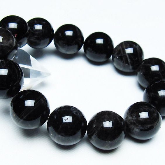 モリオン 純天然 黒水晶 ブレスレット 18mm [t112-7385]