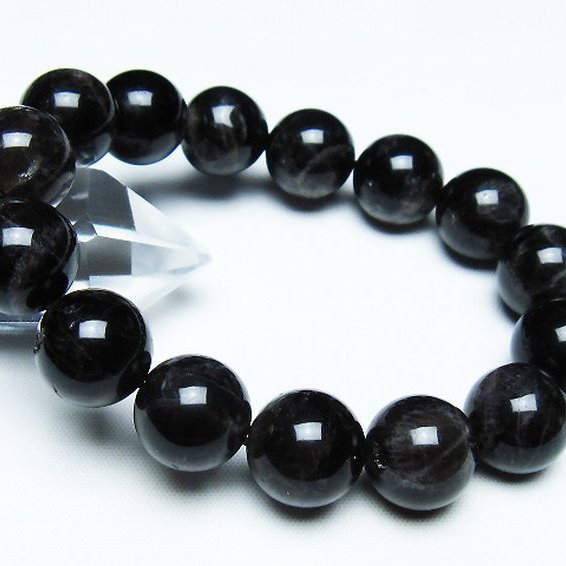 モリオン 純天然 黒水晶 ブレスレット 14mm [T112-7398]