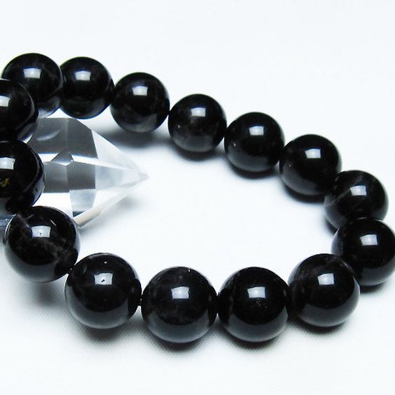 モリオン 純天然 黒水晶 ブレスレット 14mm [T112-7427]