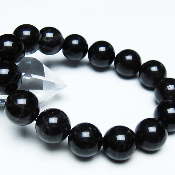 モリオン 純天然 黒水晶 ブレスレット 14mm [T112-7436]
