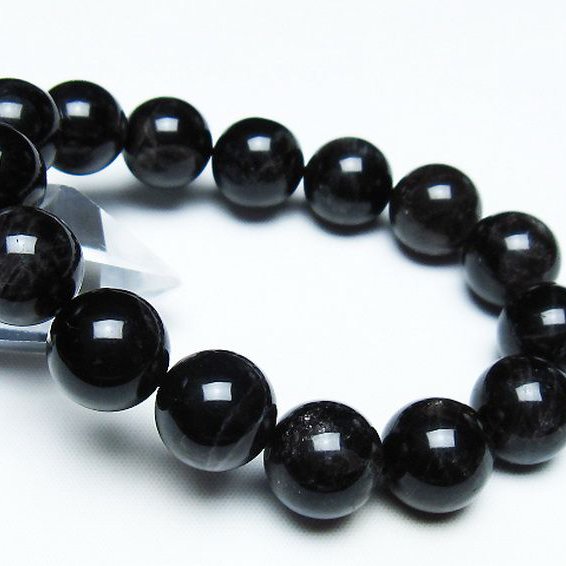 モリオン 純天然 黒水晶 ブレスレット 14mm [t112-7437]