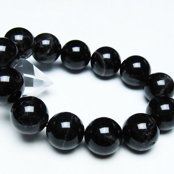 モリオン 純天然 黒水晶 ブレスレット 18mm [T112-7452]
