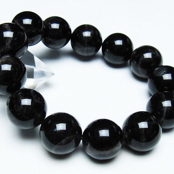 モリオン 純天然 黒水晶 ブレスレット 18mm [T112-7454]