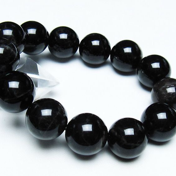 モリオン 純天然 黒水晶 ブレスレット 18mm [t112-7455]