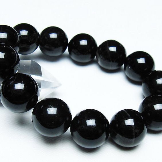 モリオン 純天然 黒水晶 ブレスレット 18mm [T112-7462]