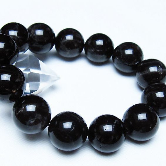 モリオン 純天然 黒水晶 ブレスレット 18mm [t112-7549]