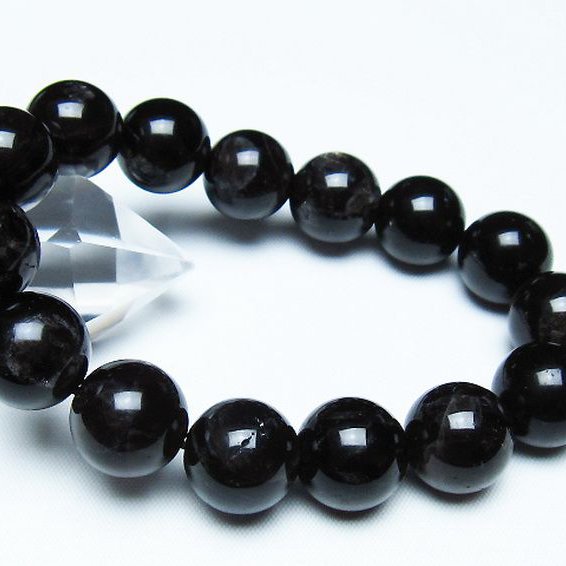 モリオン 純天然 黒水晶 ブレスレット 14mm [T112-7564]