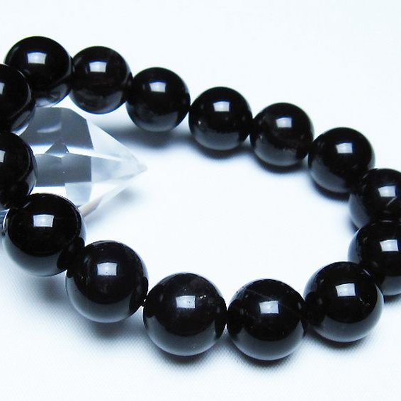 モリオン 純天然 黒水晶 ブレスレット 14mm [t112-7669]
