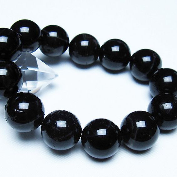 モリオン 純天然 黒水晶 ブレスレット 18mm [t112-7678]