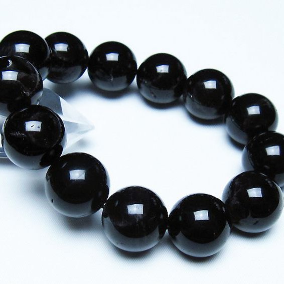 モリオン 純天然 黒水晶 ブレスレット 18mm [t112-7680]