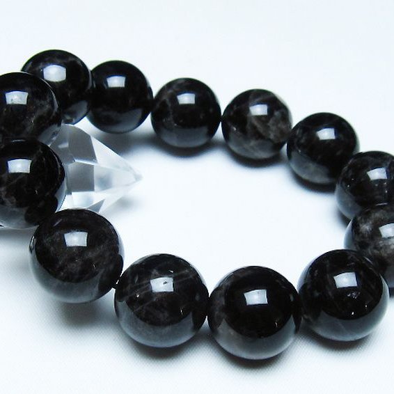 モリオン 純天然 黒水晶 ブレスレット 18mm [t112-7779]