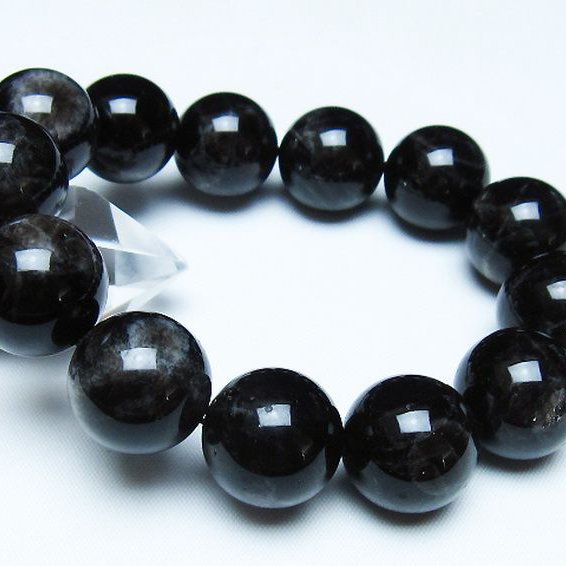 モリオン 純天然 黒水晶 ブレスレット 18mm [t112-7787]