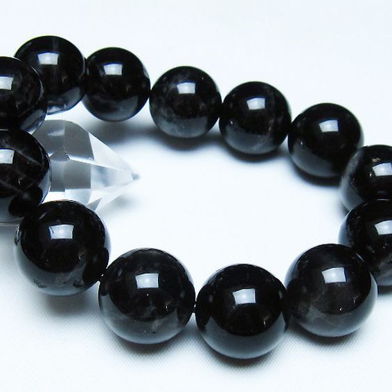 モリオン 純天然 黒水晶 ブレスレット 18mm [t112-7792]