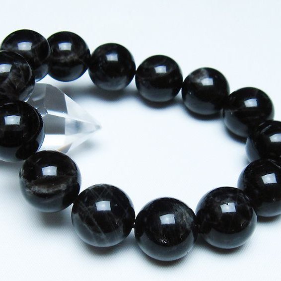 モリオン 純天然 黒水晶 ブレスレット 16mm [t112-7796]