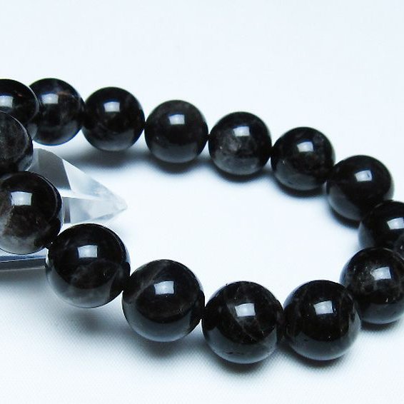 モリオン 純天然 黒水晶 ブレスレット 14mm [t112-7821]