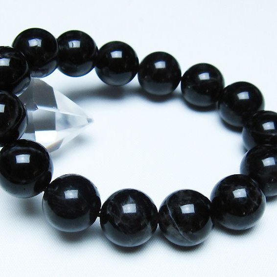 モリオン 純天然 黒水晶 ブレスレット 14mm [t112-7836]