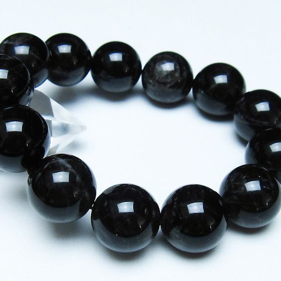 モリオン 純天然 黒水晶 ブレスレット 18mm [t112-7868]