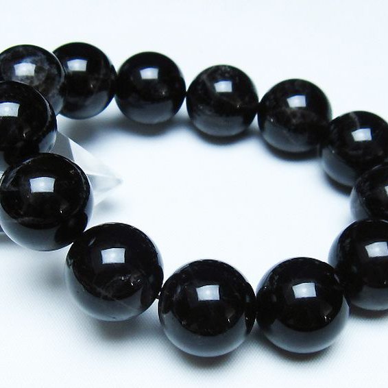 モリオン 純天然 黒水晶 ブレスレット 18mm [t112-7870]
